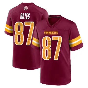 ＃87 Men's John Bates Game Washington Commanders Burgundy Jersey