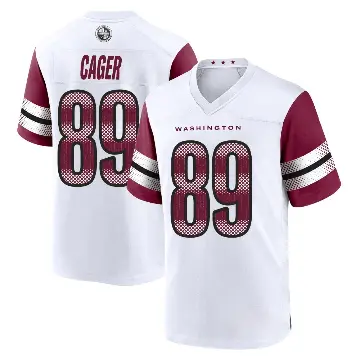 ＃89 Men's Lawrence Cager White Game Washington Commanders Jersey
