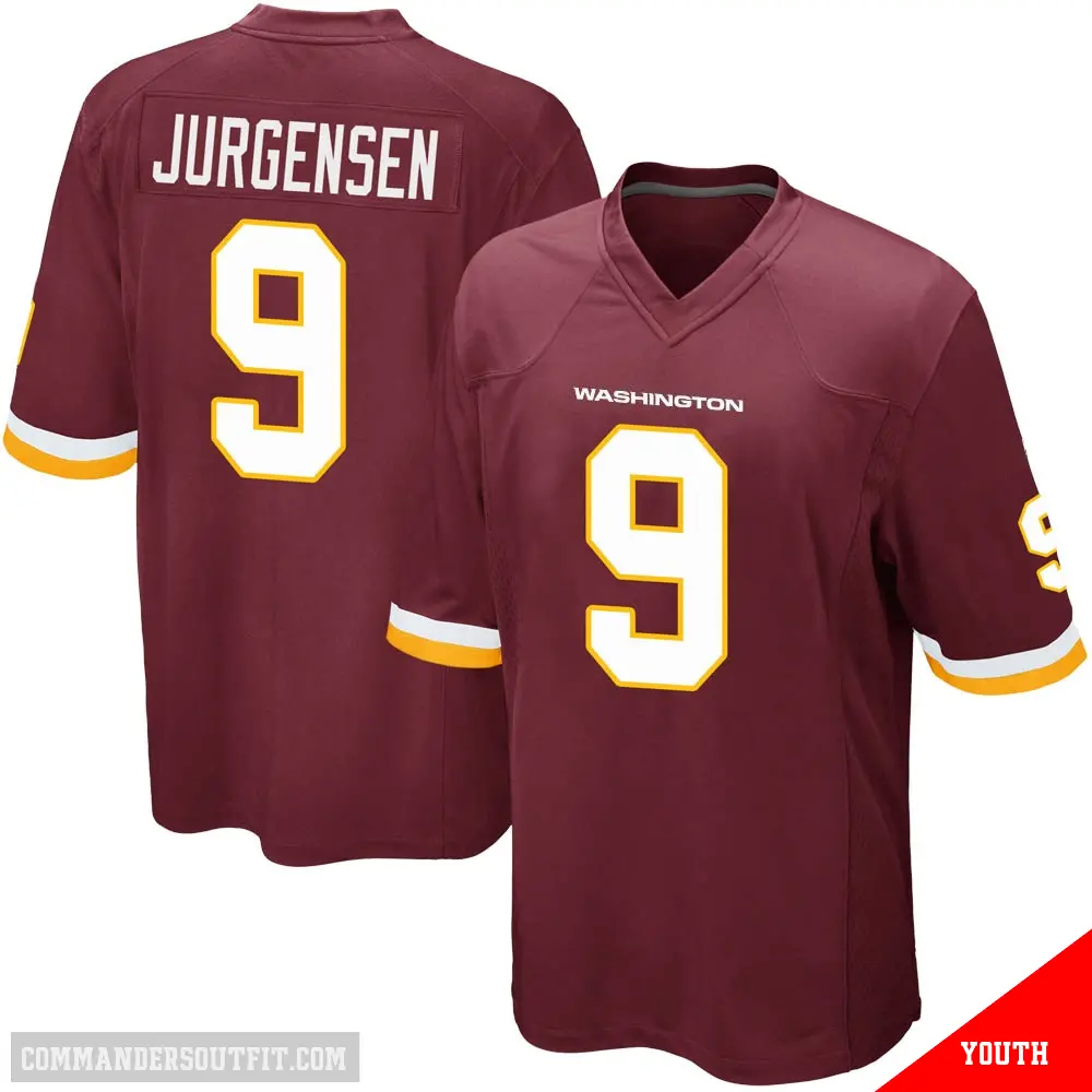 ＃9 Youth Sonny Jurgensen Game Washington Commanders Burgundy Team Color Jersey
