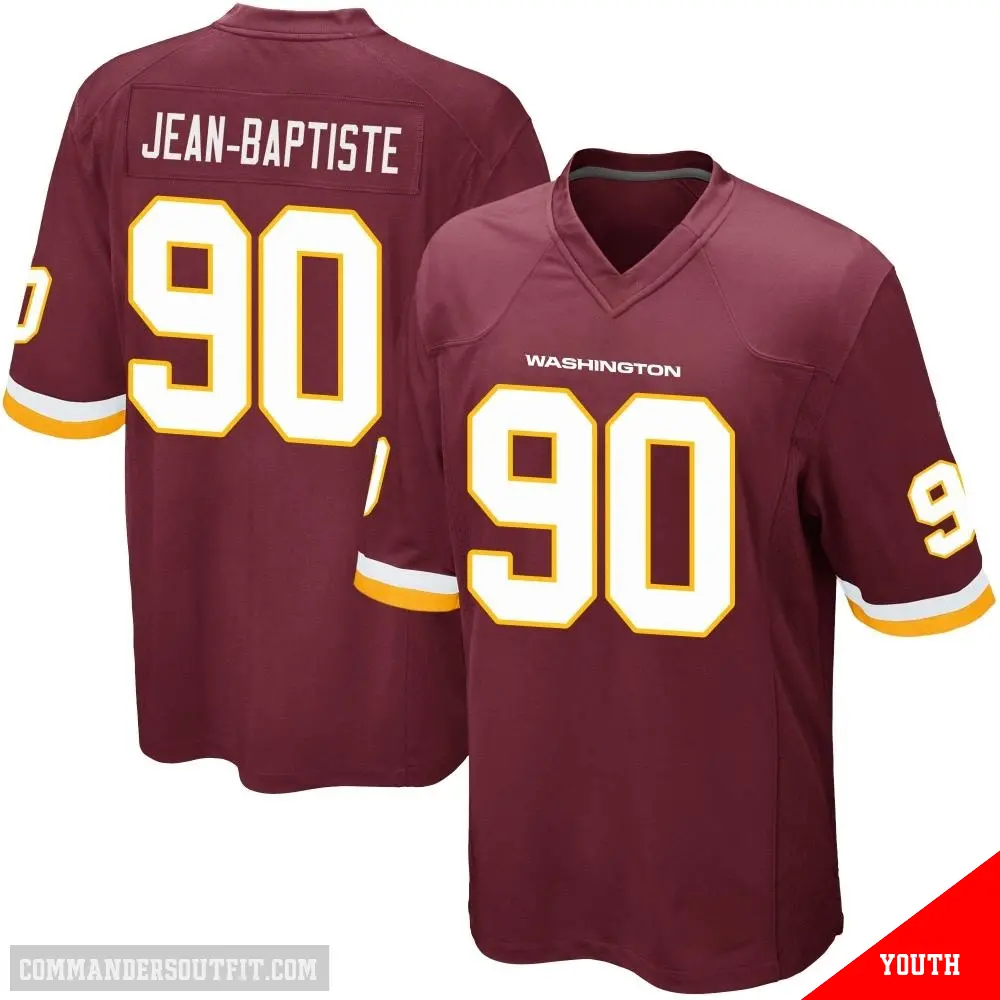 ＃90 Youth Javontae Jean-Baptiste Game Washington Commanders Burgundy Team Color Jersey