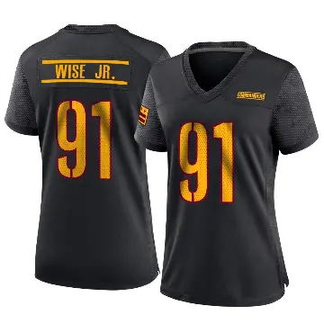＃91 Women's Deatrich Wise Jr. Black Game Washington Commanders Alternate Jersey