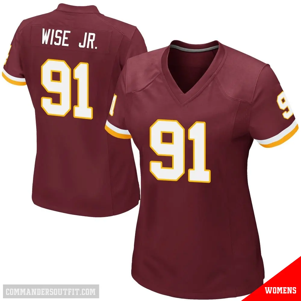 ＃91 Women's Deatrich Wise Jr. Game Washington Commanders Burgundy Team Color Jersey