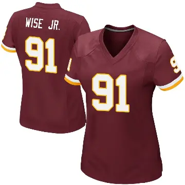 ＃91 Women's Deatrich Wise Jr. Game Washington Commanders Burgundy Team Color Jersey