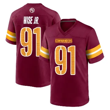 ＃91 Youth Deatrich Wise Jr. Game Washington Commanders Burgundy Jersey