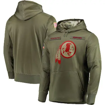 Men's Olive Washington Commanders 2018 Salute to Service Sideline Therma Performance Pullover Hoodie